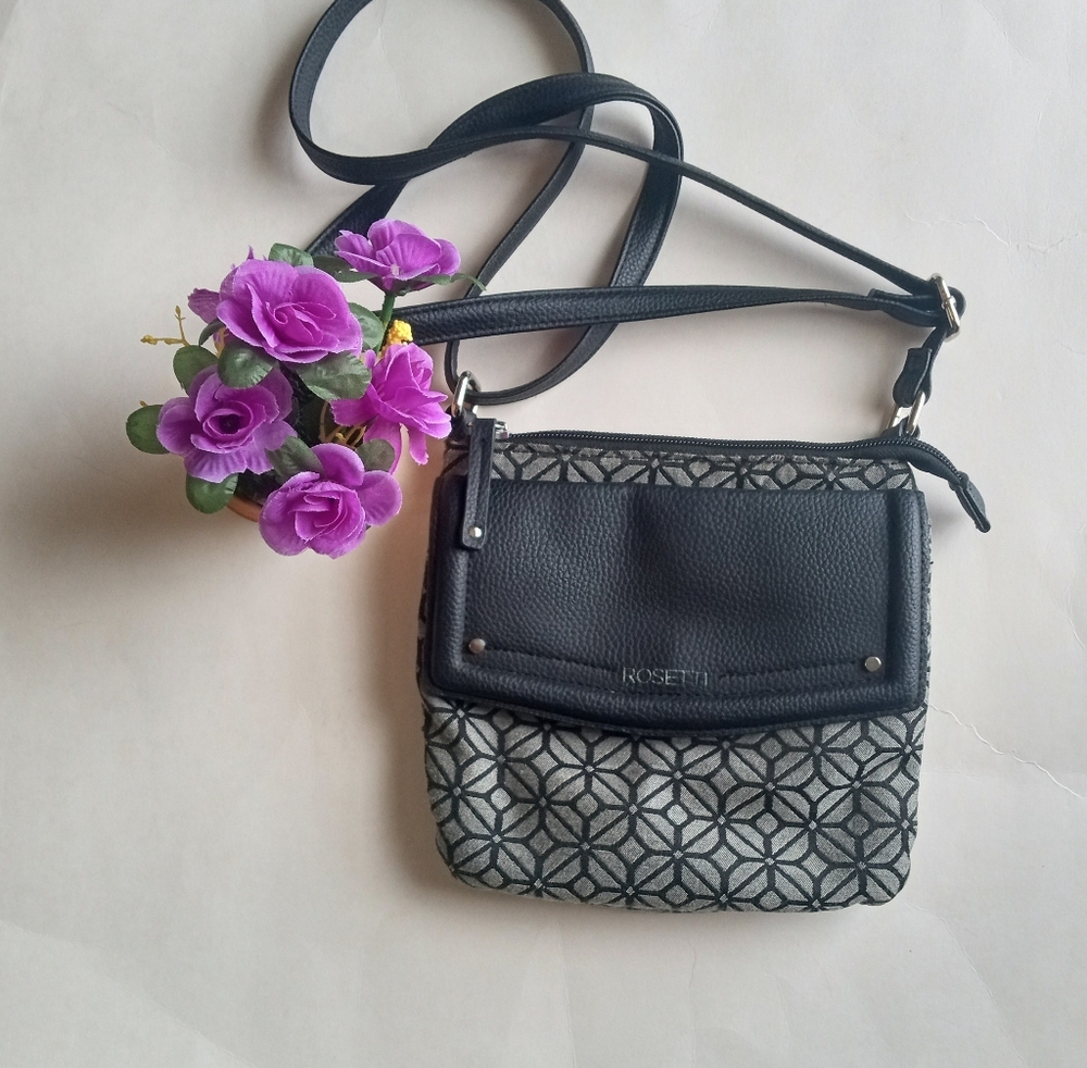 Rosetti canvas Leather Black Shoulder Bag Minimalist Handbag